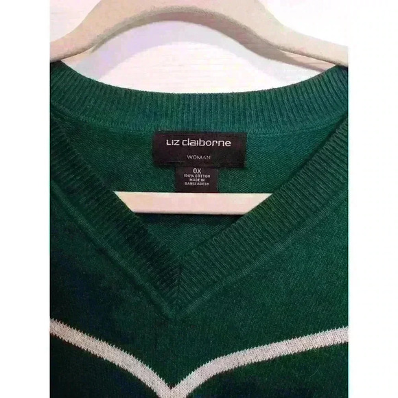 Liz Claiborne 100% Cotton Sweater Women's Bold Emerald Green Adult‎ Size 0X - Picture 2 of 5